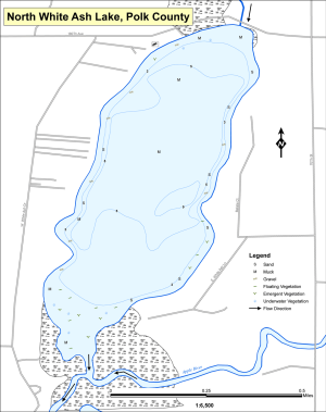 White Ash Lake, North Topographical Lake Map