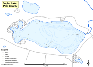 Poplar Lake Topographical Lake Map