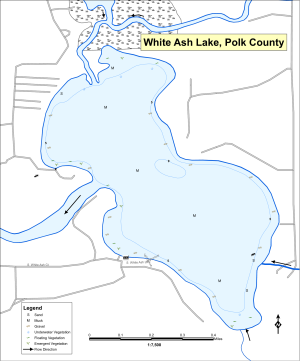 White Ash Lake Topographical Lake Map