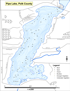 Pipe Lake Topographical Lake Map