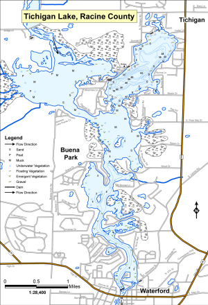Tichigan Lake Topographical Lake Map