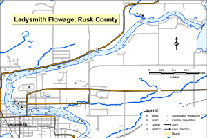 Ladysmith Flowage Topographical Lake Map