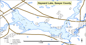 Hayward Lake Topographical Lake Map