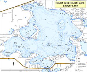 Round Lake (Big Round) Topographical Lake Map
