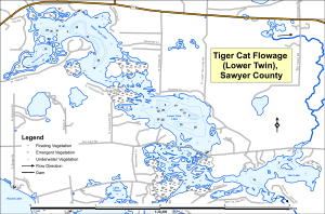 Tiger Cat Flowage (Twin) Topographical Lake Map