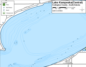 Lake Kampeska Central Topographical Lake Map