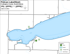Pelican Lake (West) Topographical Lake Map