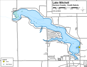 Lake Mitchell Topographical Lake Map