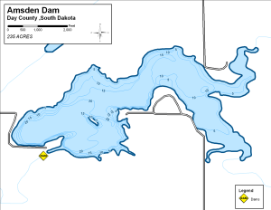 Amsden Dam Topographical Lake Map