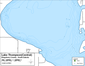 Lake Thompson - Central Topographical Lake Map