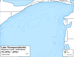 Lake Thompson - North Topographical Lake Map