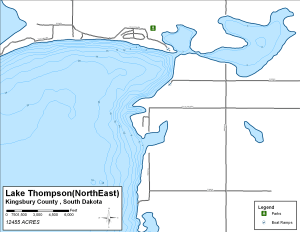 Lake Thompson - Northeast Topographical Lake Map