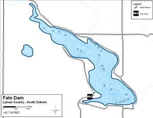 Fate Dam Topographical Lake Map