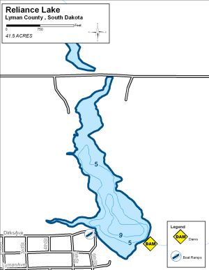 Reliance Lake Topographical Lake Map