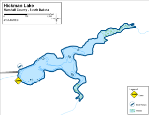 Hickman Lake Topographical Lake Map