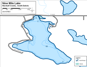 Nine Mile Lake Topographical Lake Map