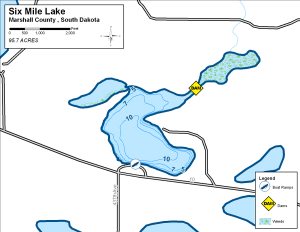 Six Mile Lake Topographical Lake Map