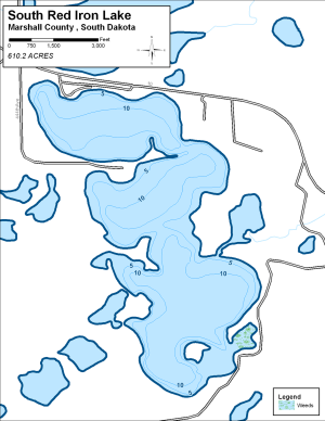 South Red Iron Lake Topographical Lake Map