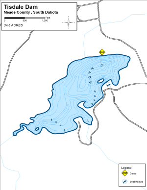 Tisdale Dam Topographical Lake Map