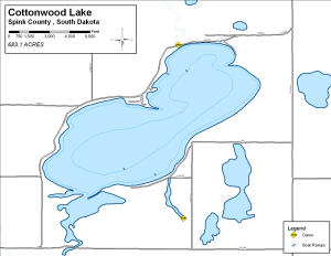 Cottonwood Lake Topographical Lake Map