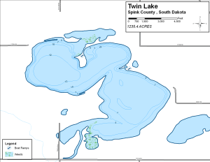 Twin Lake Topographical Lake Map