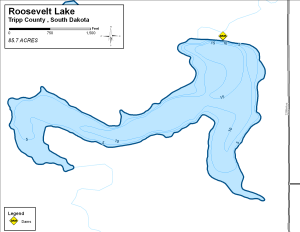 Roosevelt Lake Topographical Lake Map