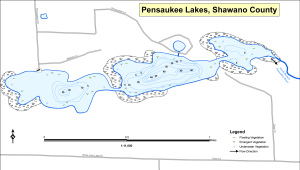 Pensaukee Lakes Topographical Lake Map