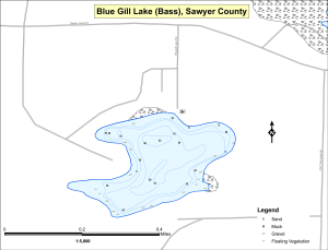 Blue Gill Lake (Bass) Topographical Lake Map