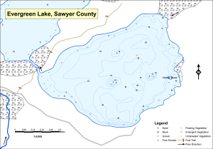 Evergreen Lake Topographical Lake Map