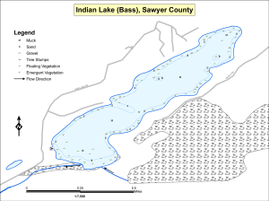 Indian Lake (Bass) Topographical Lake Map