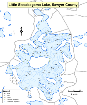 Little Sissabagama Lake Topographical Lake Map