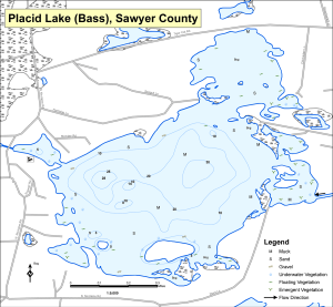 Placid Lake (Bass) Topographical Lake Map