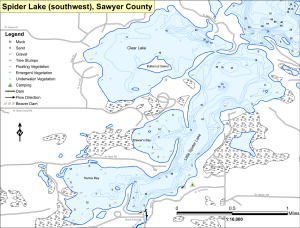 Spider Lake (2 of 2) Topographical Lake Map
