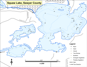 Squaw Lake Topographical Lake Map