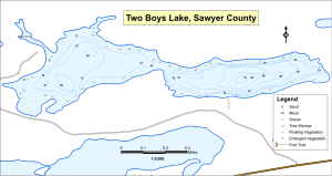 Two Boys Lake Topographical Lake Map