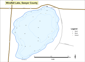 Windfall Lake Topographical Lake Map