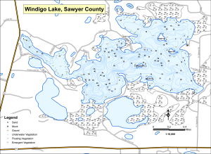 Windigo Lake (Bass) Topographical Lake Map