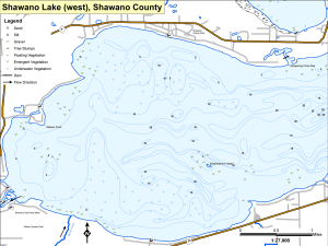 Shawano Lake (west) Topographical Lake Map