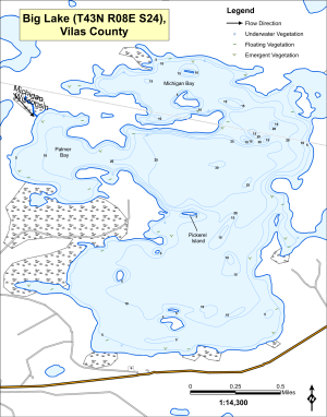 Big Lake (T43N R08E S24) Topographical Lake Map