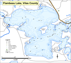 Flambeau Lake (Lac Du Flambeau) Topographical Lake Map