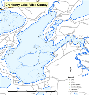 Cranberry Lake Topographical Lake Map