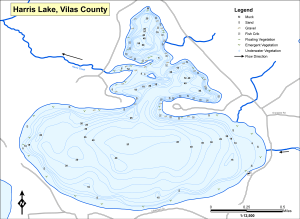 Harris Lake Topographical Lake Map