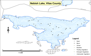 Nebish Lake Topographical Lake Map