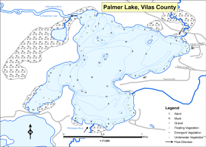 Palmer Lake Topographical Lake Map