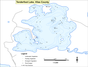 Tenderfoot Lake (WI 383 Acres) Topographical Lake Map