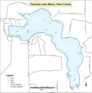 Towanda Lake (Bass) Topographical Lake Map