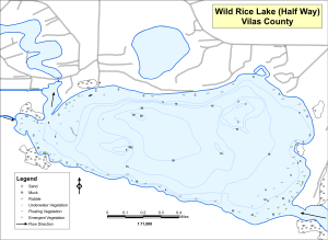 Wild Rice Lake (Half Way) Topographical Lake Map