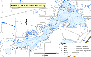 Beulah Lake Topographical Lake Map