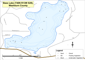 Bass Lake T40NR13WS29 Topographical Lake Map