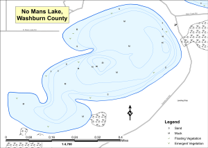No Mans Lake Topographical Lake Map
